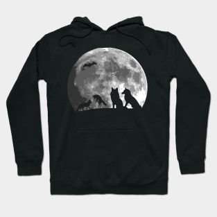 Cute Wolves Family Bat Silhouette on the moon gift Hoodie